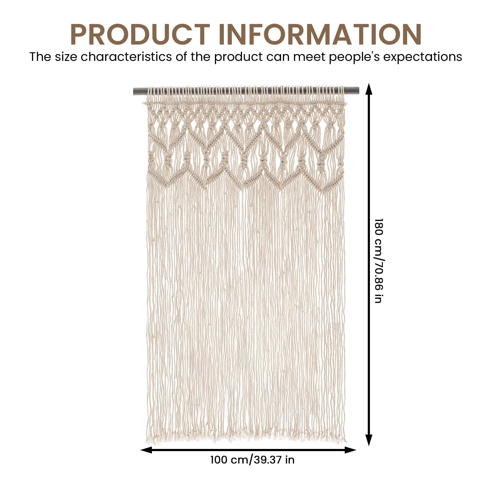 BORDEAG Arazzo da parete Macramé Tessuto a mano: Macramé Boemia Nordic Cotone, Tenda da parete Decorazione da parete in cotone, per soggiorno, camera da letto, casa, matrimonio, 100 x 180 cm