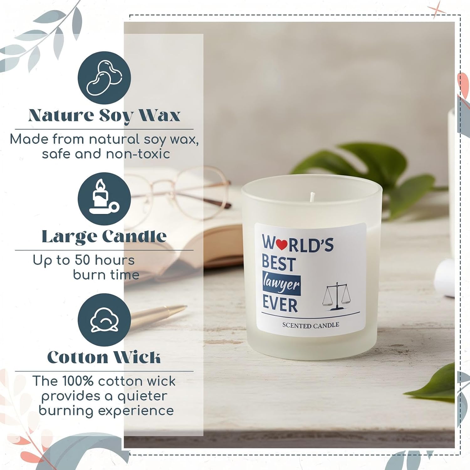 Nuanchu Lawyer Gifts for Women Men Best Lawyer Ever Lavender Scented Candle 9 oz Law School Students Graduation Gift for Future Attorney, Law Office Decor, Thank You Appreciation Gifts