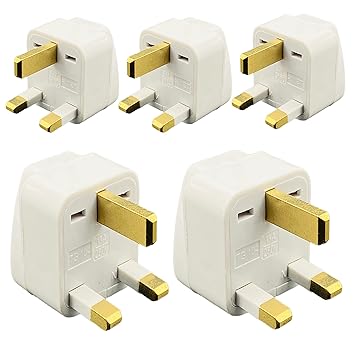 KAVANA Type-G Plug Adapter UK Converter - (5pcs) India to UK Plug Adaptor for Hong Kong, UAE, Dubai, Singapore England Universal Travel Adapter Power Plug (Pack of 5)