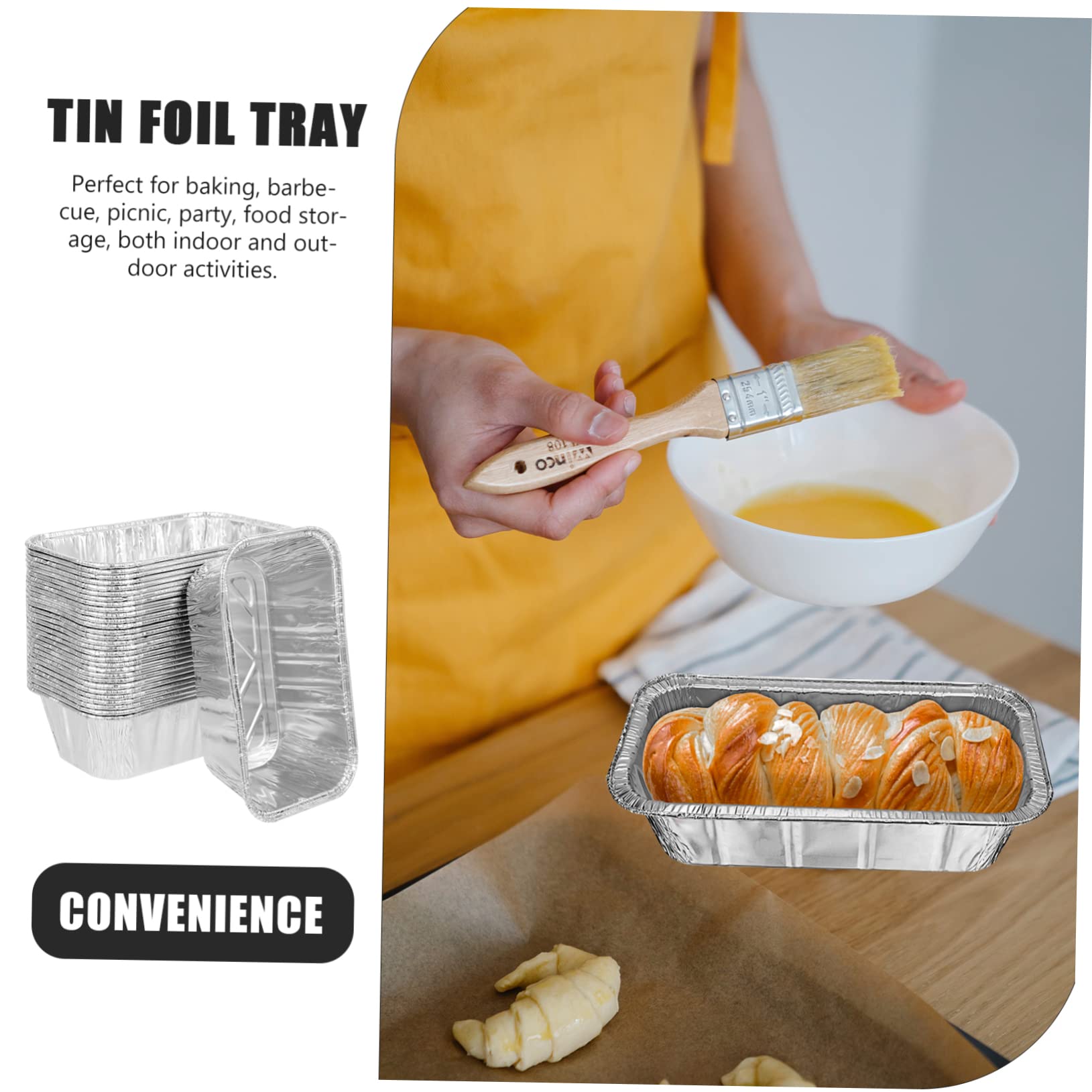 KICHOUSE 30 Stück Alufolienbehälter 430 Ml Hitzebeständig Stapelbar Aluminium Folienboxen zum Backen Grillen und Aufbewahren von Lebensmitteln Haushalts Back und Grillzubehör ohne Deckel