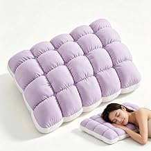 Cooling Puff Bed Pillow with Neck Support, Soft #Lavender