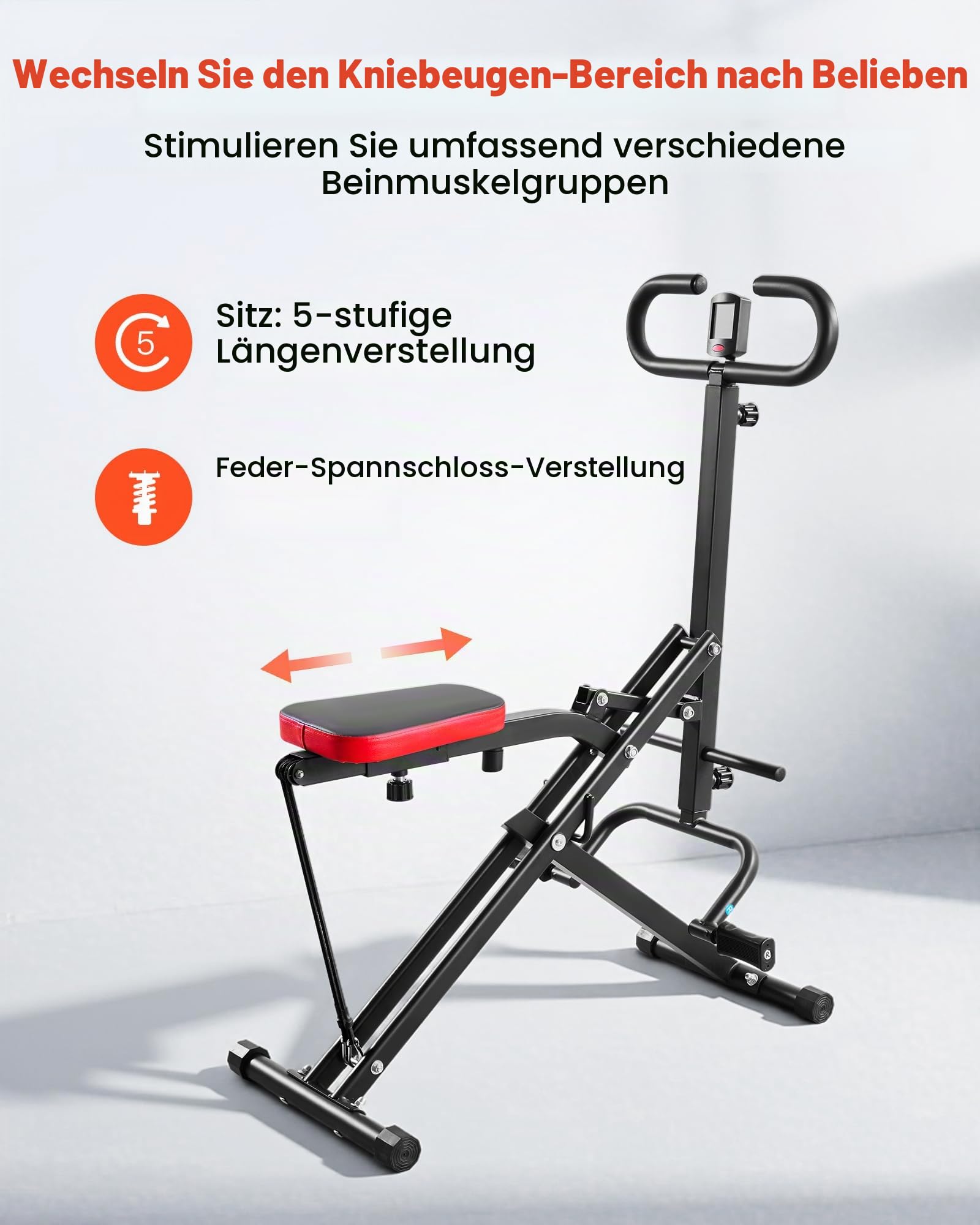 VEVOR Kniebeugenmaschine für Tiefe Kniebeugen zu Hause, klappbares Trainingsgerät, Gesäßtrainer mit 2 hochfesten Widerstandsbändern, Heimtrainingsgerät für Gesäß und Beine, Glute Machine