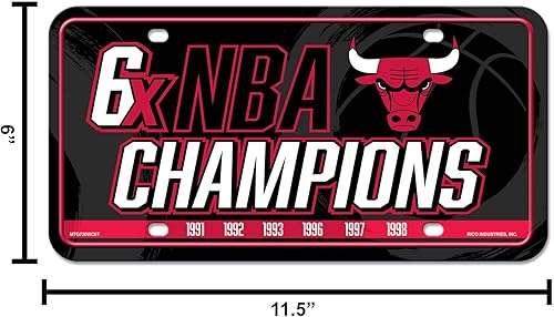 Miniatura 145 de Rico Industries Etiqueta de metal de baloncesto de la NBA de 6 x 12 pulgadas, ideal para camiones/coches/SUV