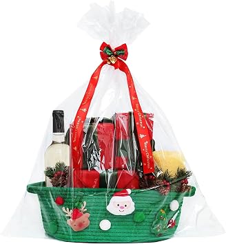 Christmas Basket for Present - Decorative Christmas Hamper | Storage Hamper Treats Box for Men Women Birthday Holiday Celebration Housewarming