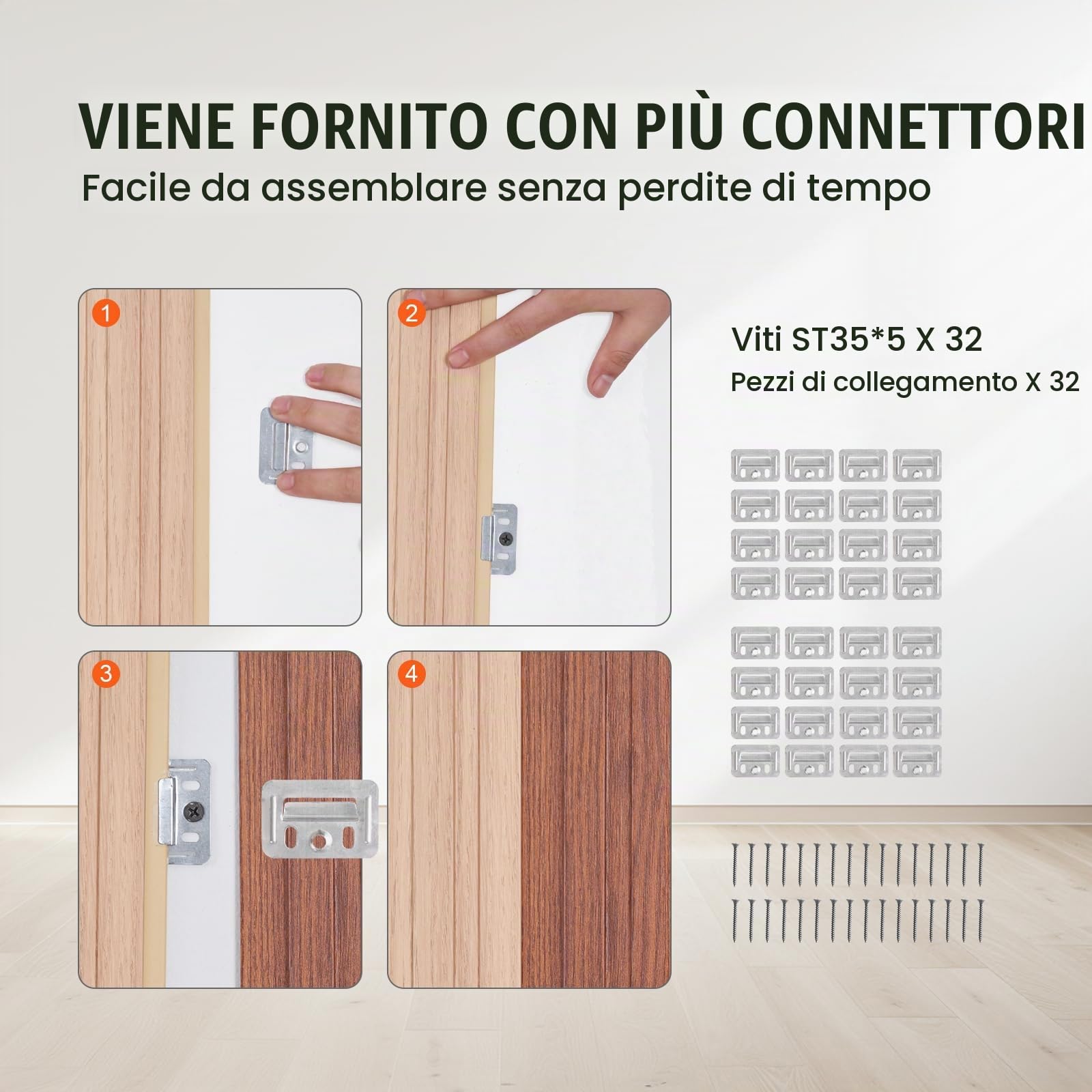 VEVOR Pannelli Acustici a Doghe in Legno di Frassino, 8 Pezzi Pannelli Parete in Legno WPC con Accento per Pareti, Pannelli da Parete Effetto Legno per Decorazioni e Ridurre Rumore 2450 x 166 x 9 mm