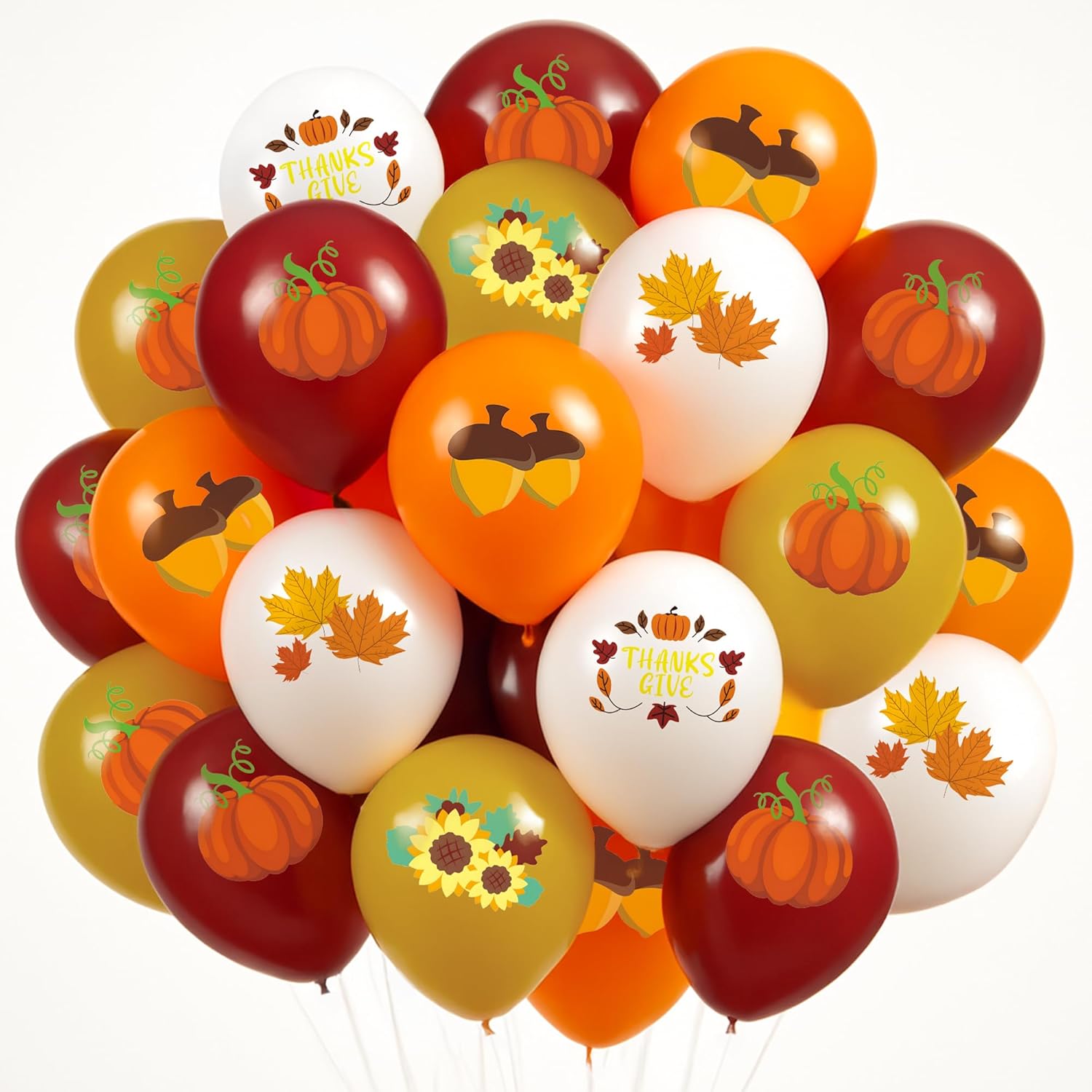 KatchOn, Thanksgiving Balloons Set, 12 Inch - Pack of 60 | Thanksgiving Balloons Decorations For Birthday, Baby Shower, Turkey Decor, Autumn Decor, Harvest Party Decorations, Fall Pumpkin Décor