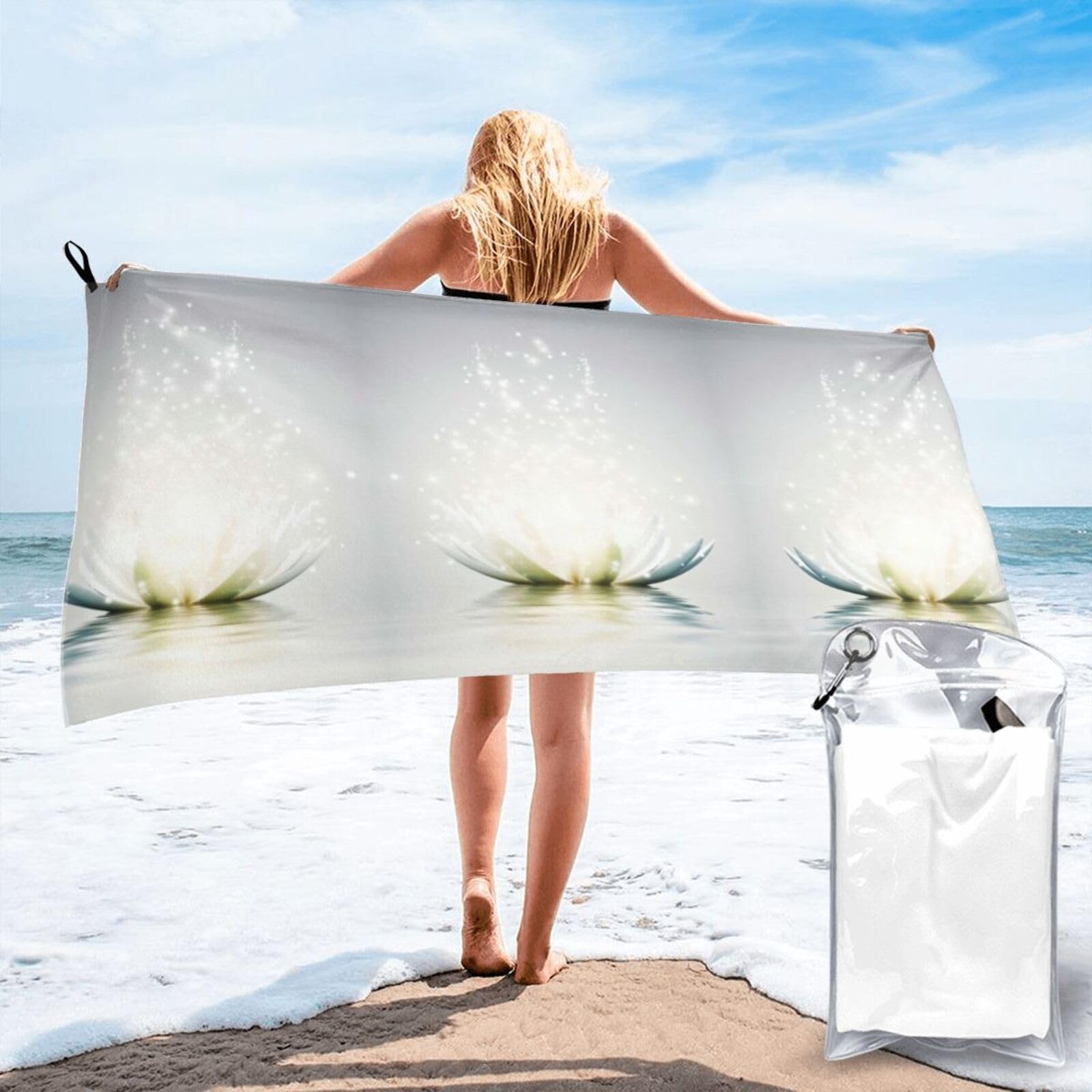 FHIZOAL Lotus Petals Quick Dry Towel Microfibre Towel Super Absorbent Ultra Compact Gym Sports Beach Camping Travel