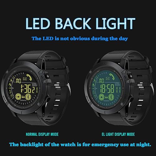 Miniatura 7 de Reloj deportivo digital para hombre, impermeable, uso al aire libre militar, podómetro, contador de calorías, multifunción, bluetooth, reloj