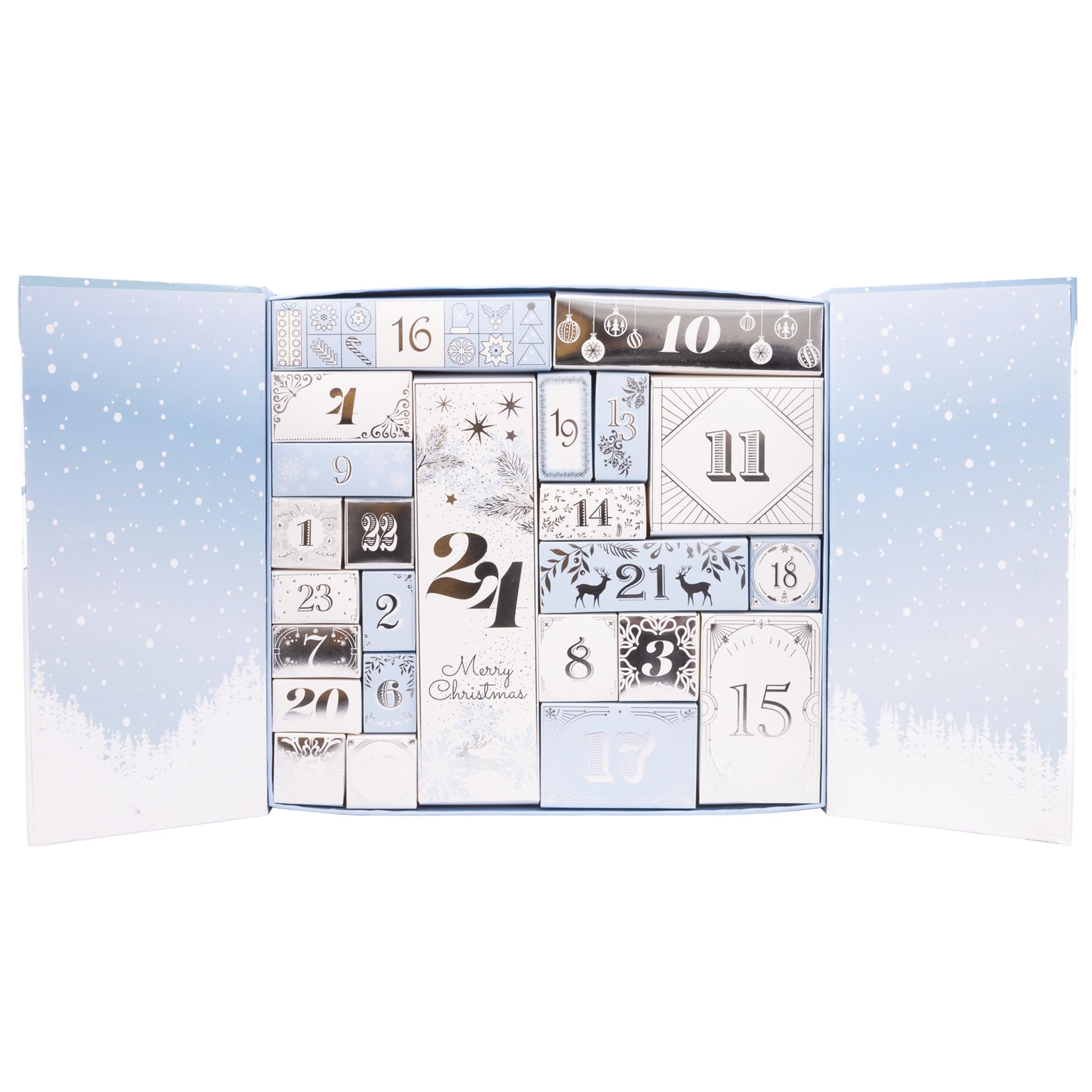 Christmas Advent Calendar Fill your Own 1-24 Day Boxes Luxury Countdown Ribbon (Blue)