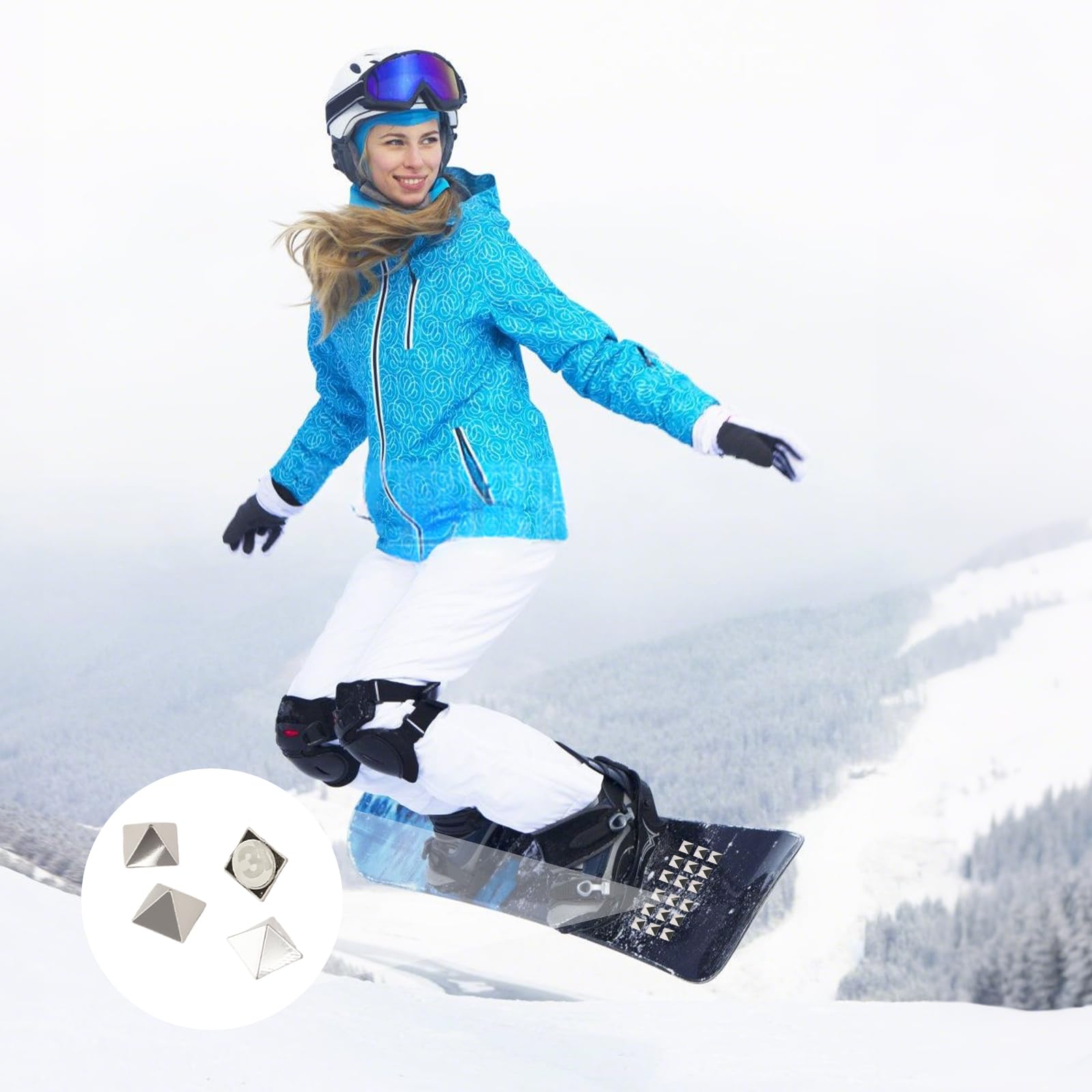 20 sztuk samoprzylepnych podkładek do jazdy na nartach i snowboardzie 3D, samoprzylepne kolce snowboardowe, wyściółka na pedały, dodatkowa wyściółka, akcesoria narciarskie, kolor srebrny