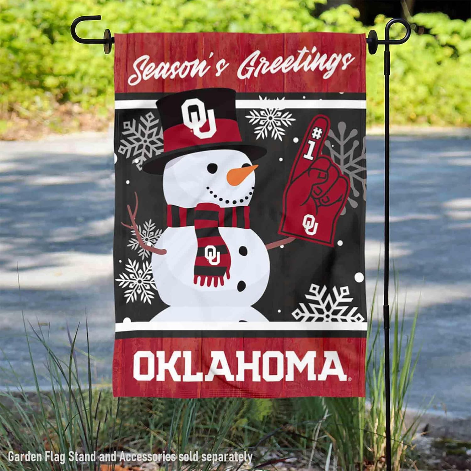 Oklahoma Sooners Holiday Winter Snow Garden Banner Flag - Image 2