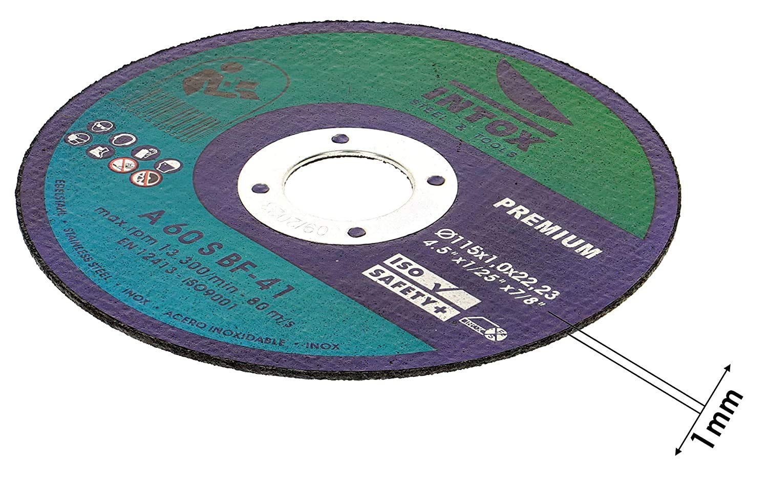 INTOX Discos de corte 115 mm x 1,0 mm, 100 unidades, acero inoxidable y acero inoxidable