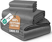 Vista 35 de Sábanas 100% de Algodón Egipcio Tamaño Queen - Naturalmente Refrescantes y Transpirables, Juego de Sábanas Queen de 4 Piezas con Tejido de Satén