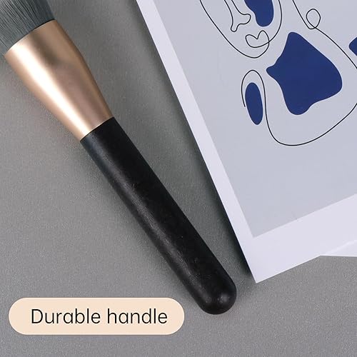 Miniatura 4 de Brocha de base ecológica para maquillaje líquido, brocha Kabuki profesional en ángulo plano, brocha de maquillaje de alta calidad, vegana y libre de
