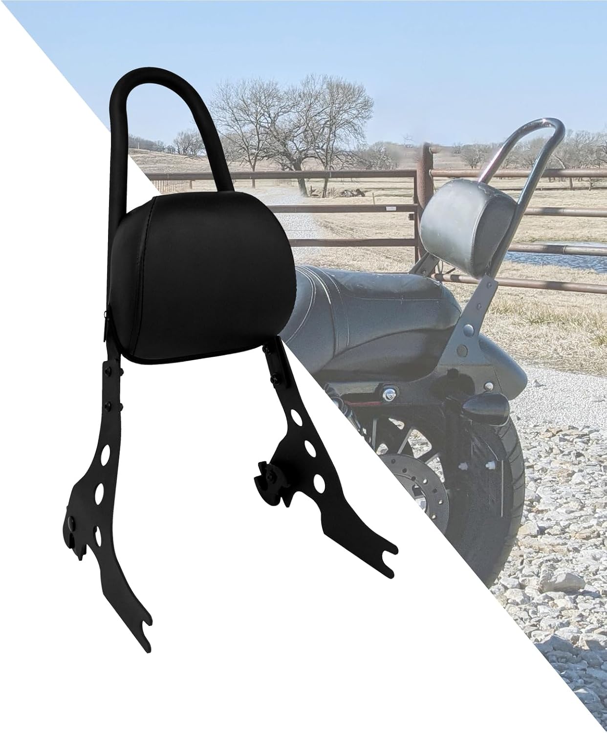 HDBUBALUS Motorcycle Sissy Bar Detachable Passenger Backrest Pad Fit For Sportster 883 1200 XL XLH 2004-UP Black