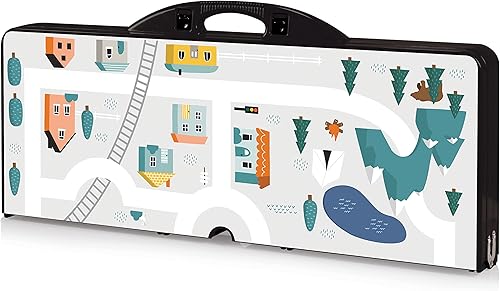 Miniatura 22 de PICNIC TIME Mesa de picnic plegable, mesa de camping, mesa al aire libre con agujero para paraguas Azul real,Play Town - Verde,Negro,Verde