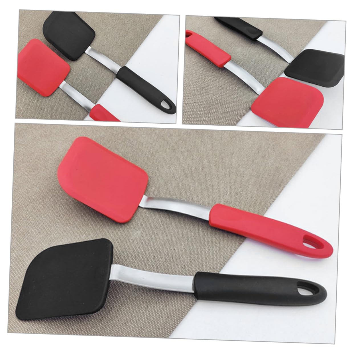 ABOOFAN 4 Set Spatola da Cucina per Cucinare Spatola per Torte Spatola Antiaderente Padella Profonda con Coperchio Zero Aria Spatola Wok Spatola da Cucina Portatile Gel di Silice 2 Pezzi*4