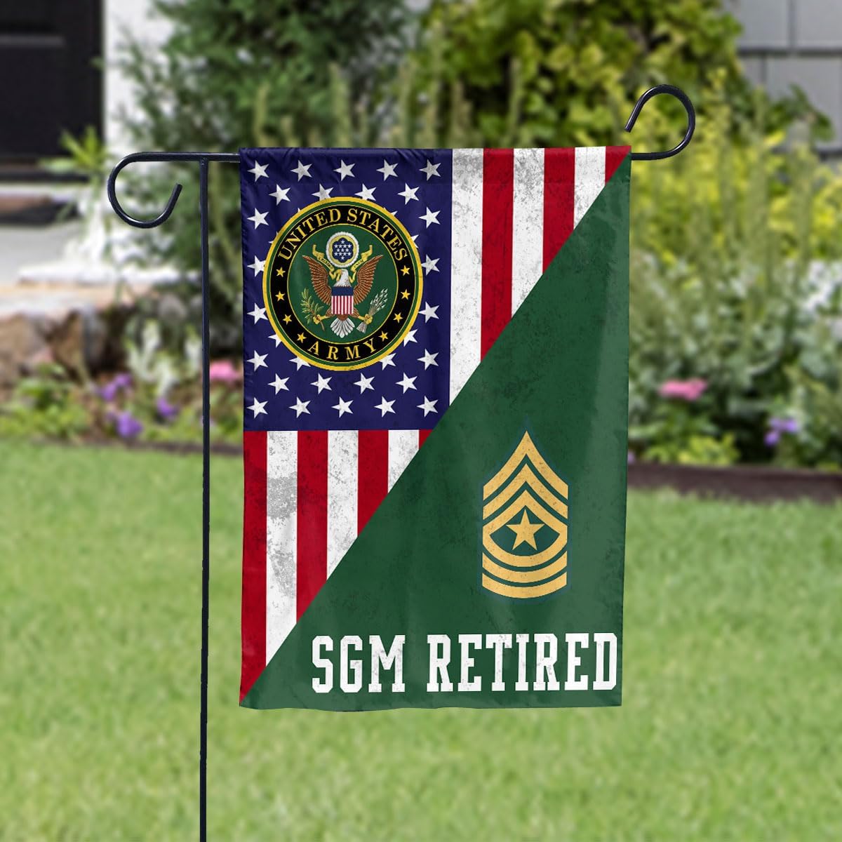 E 9 Sergeant Major SGM Rank Insignia Retired Army Military Retirement House Flag (29.5x39.5) For Veteran's Day, 4th of july, Double Sided-USA Flags Polyester-Decorative Indoor Outdoor Flag