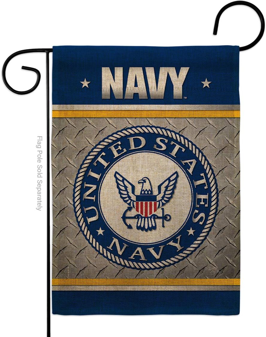 US Navy Garden Flag Set Wall Holder Armed Forces USN Seabee United State American Military Veteran Retire Official Small Decorative Gift Yard House Banner Double-Sided Made In USA 13 X 18.5