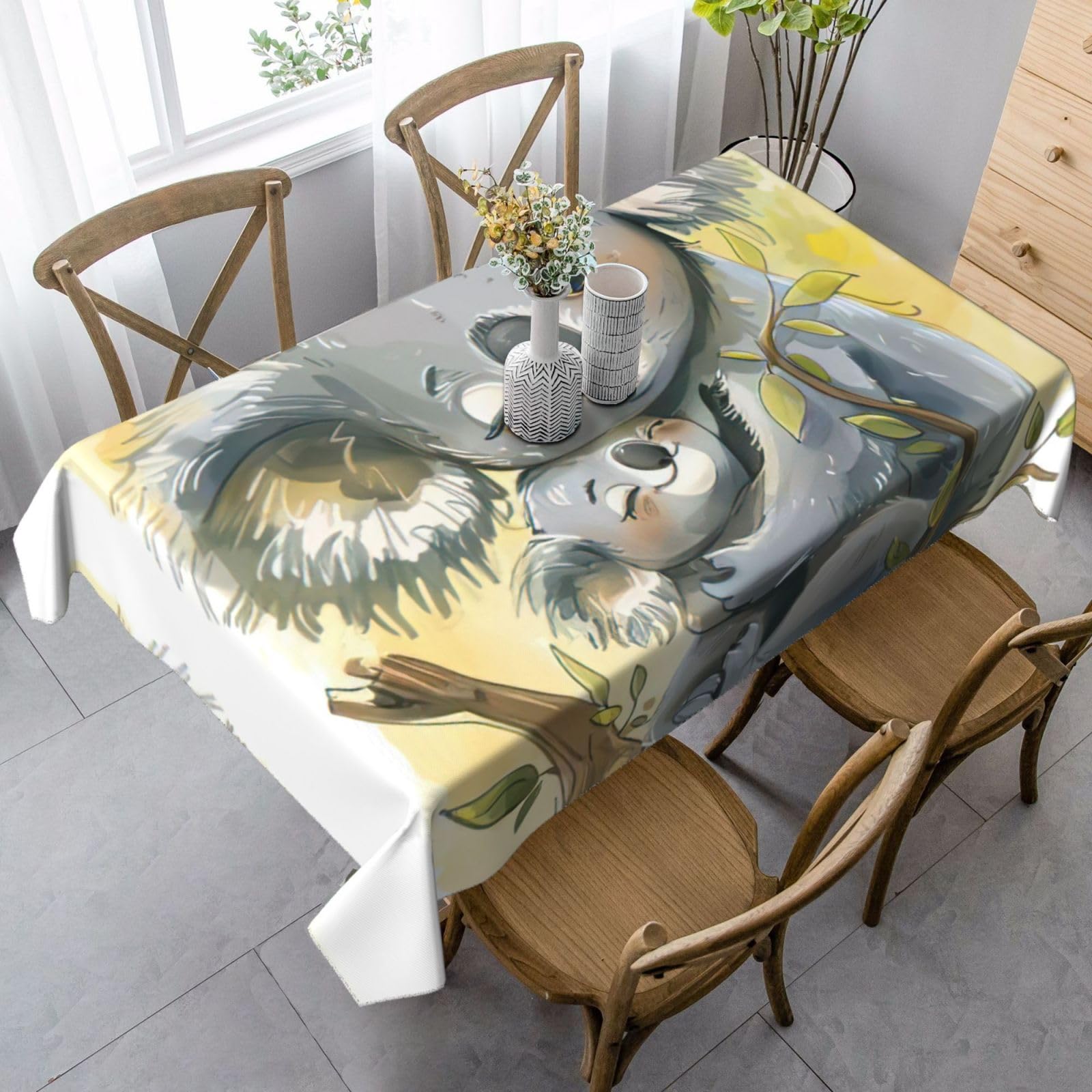 Nappe rectangulaire motif koala imperméable pour repas en famille
