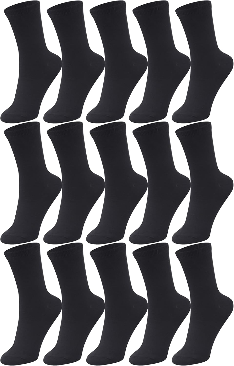 Duufin 15 Pairs Womens Socks Mid Calf Lightweight Casual Athletic Gym Workout Crew Socks for Women Size 5-9, 9-11