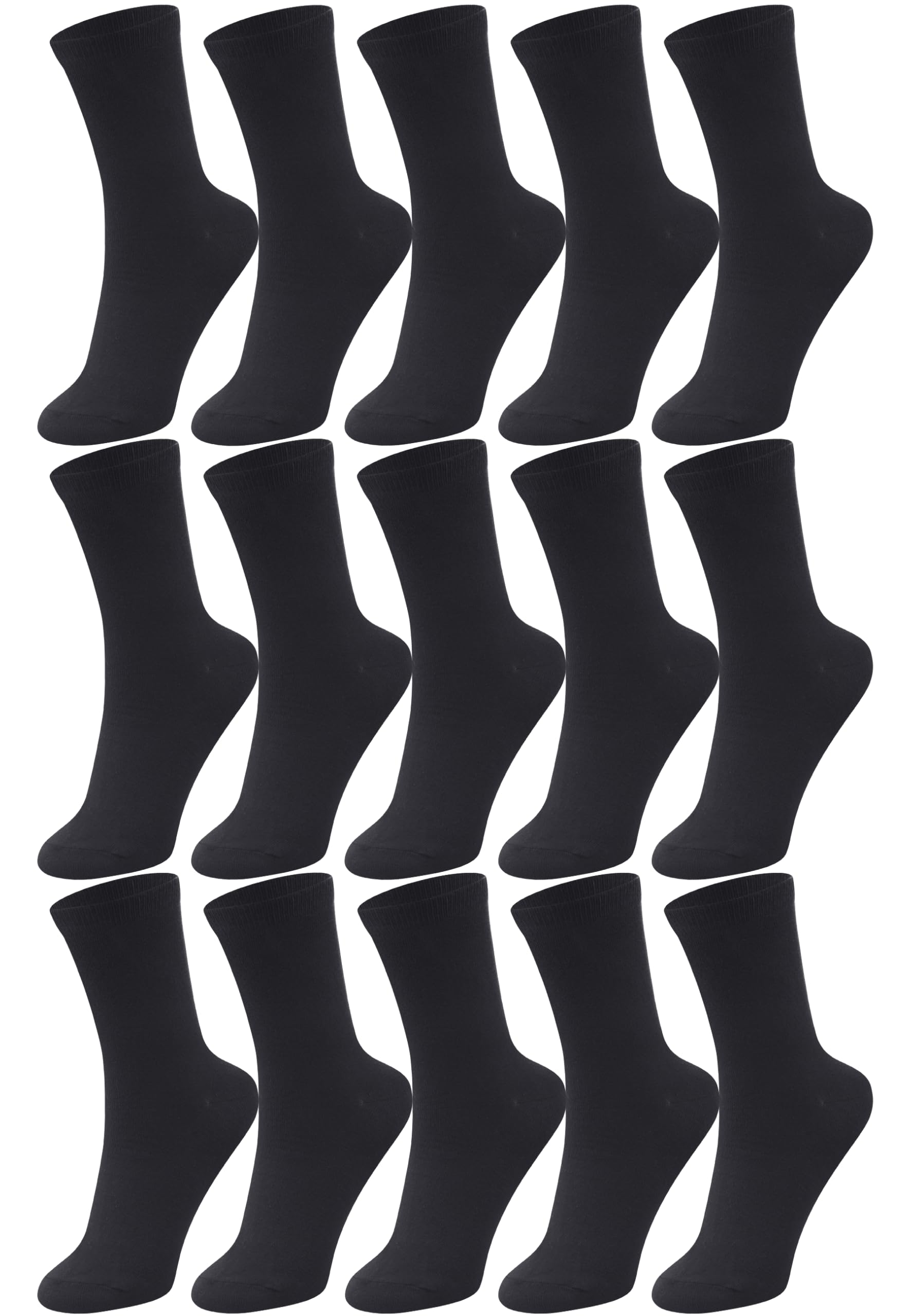 Duufin 15 Pairs Women's Crew Socks Mid Calf Lightweight Casual Athletic Gym Workout Ladies Plain Crew Socks for Women