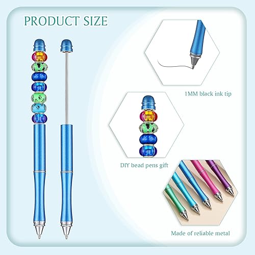 Miniatura 5 de Chivao 20 bolígrafos de metal con cuentas a granel, bolígrafo de tinta negra con recambios, artículos surtidos para cuentas focales, regalos de