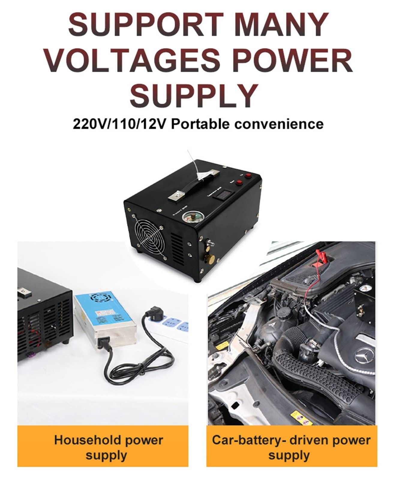 TXET061 300Bar 4500Psi 12V PCP Sprężarka powietrza Scuba Protable wysokociśnieniowa pompa do pompowania sprężarki (110 V, wersja Auto Stop)