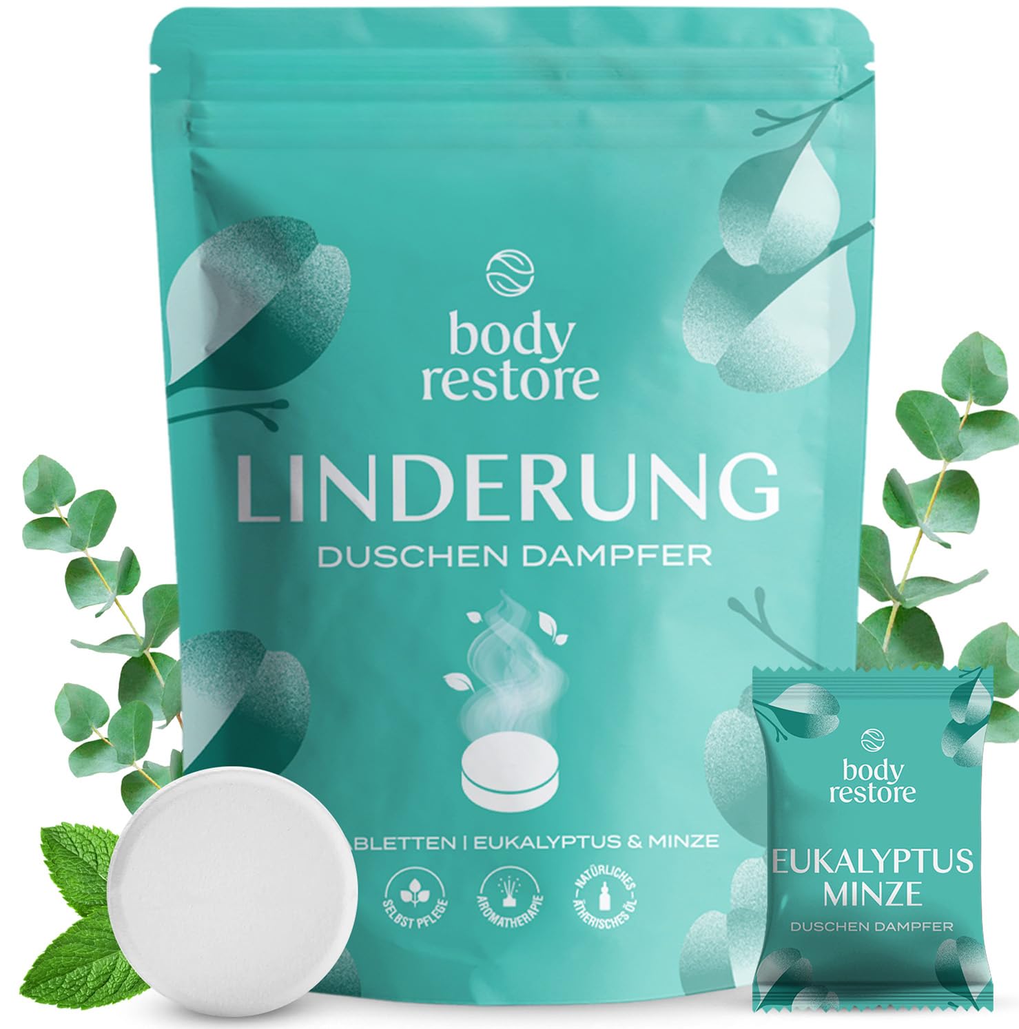 Body Restore Duschdampfer Aromatherapie 15er-Pack – Osternest Füllung für Frauen und Männer, Geburtstagsgeschenke für Frauen und Männer, Entspannung, Stressabbau, Self Care – Eukalyptus