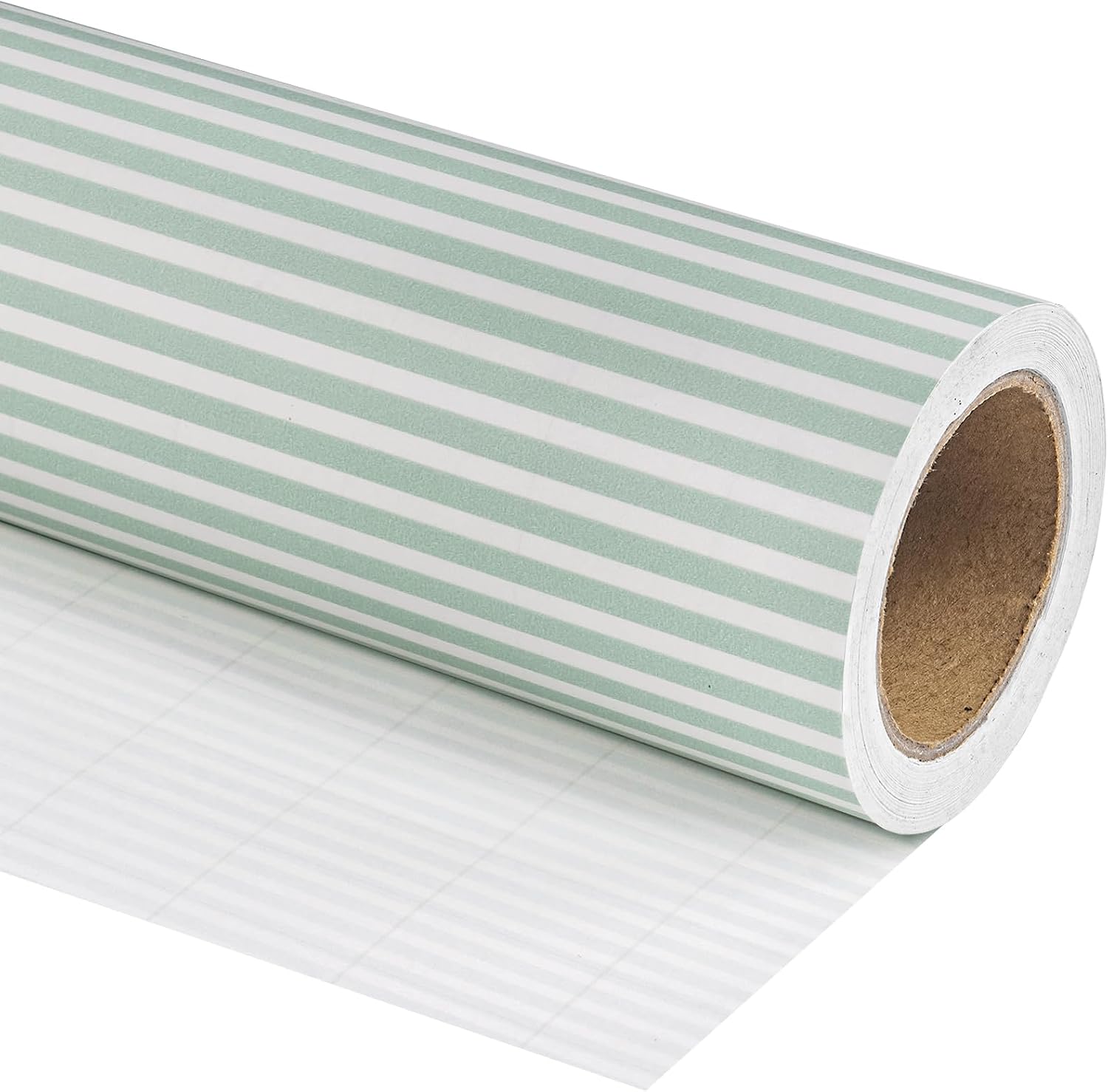 WRAPAHOLIC Kraft Striped Wrapping Paper Roll - Mini Roll - 17 Inch x 16.5 Feet - Classic Sage Green Stripe Wrapping Paper for Birthday, Wedding, Baby Shower, Bridal Shower
