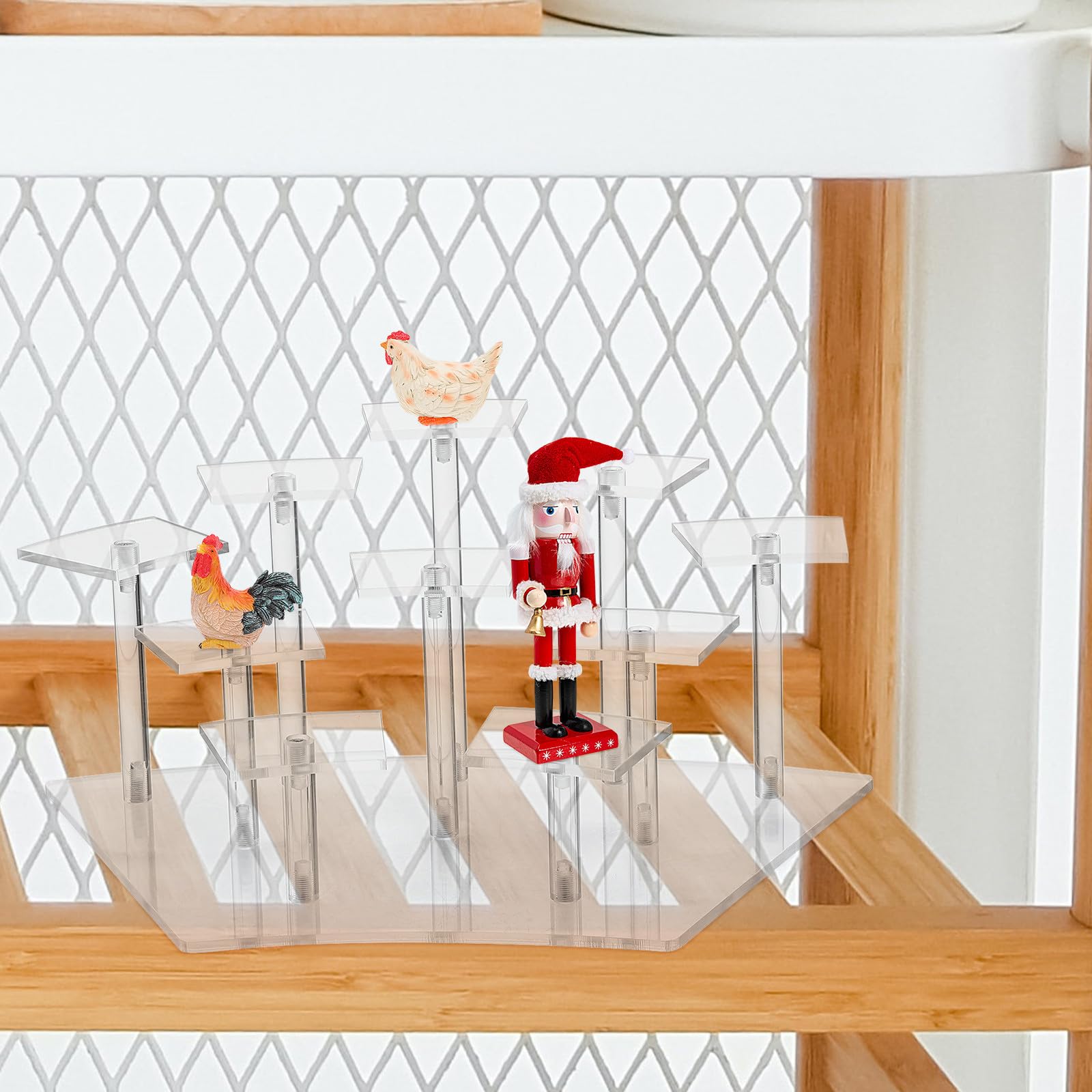 VICASKY Mehrschichtiges Acryl Display Rack Transparent Puppen Schaufenster Stand 10 Fach Aufbewahrungsständer für Wohnzimmer und Schreibtisch