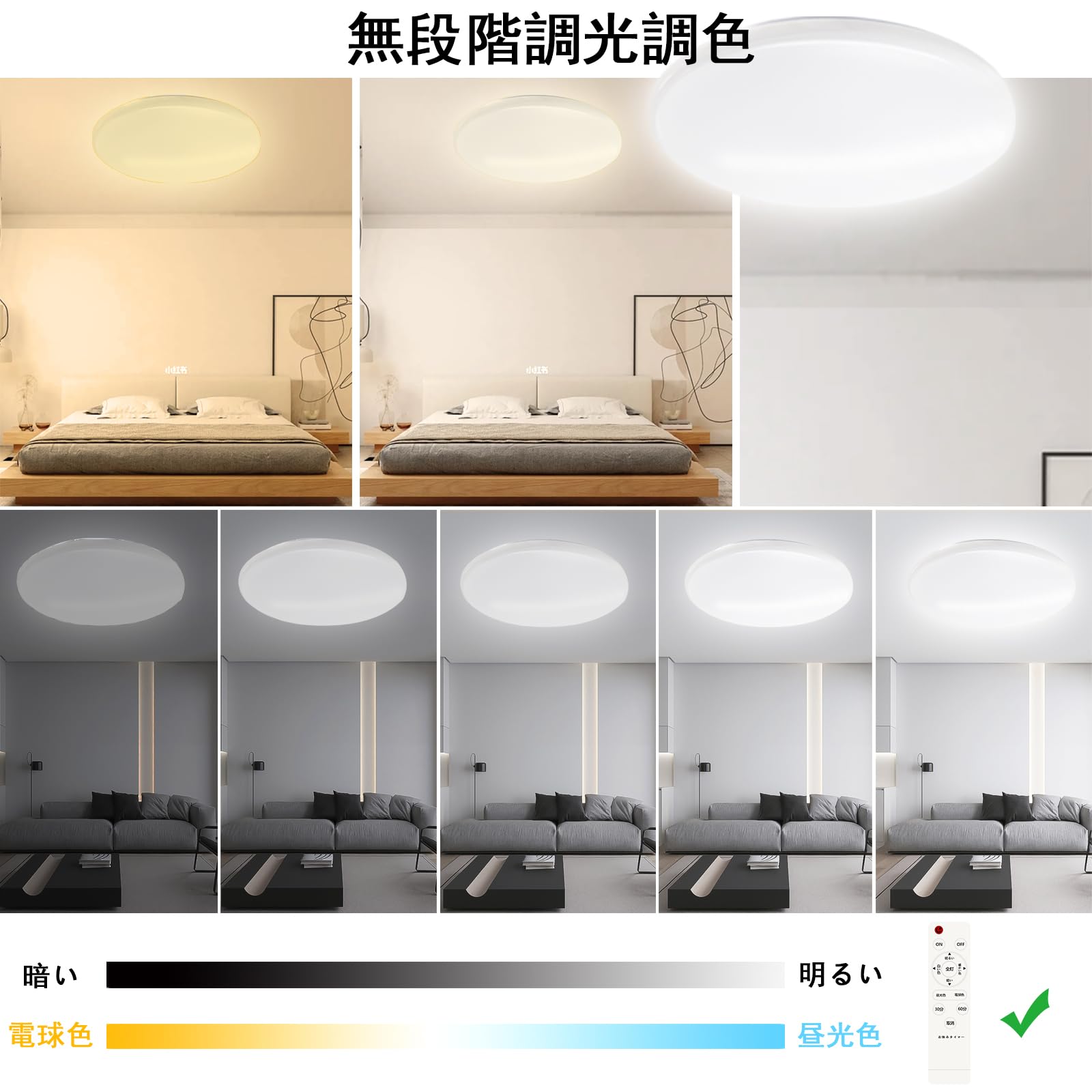 Amazon.co.jp : LEDシーリングライト 8-10畳 36W 薄型 調光調色
