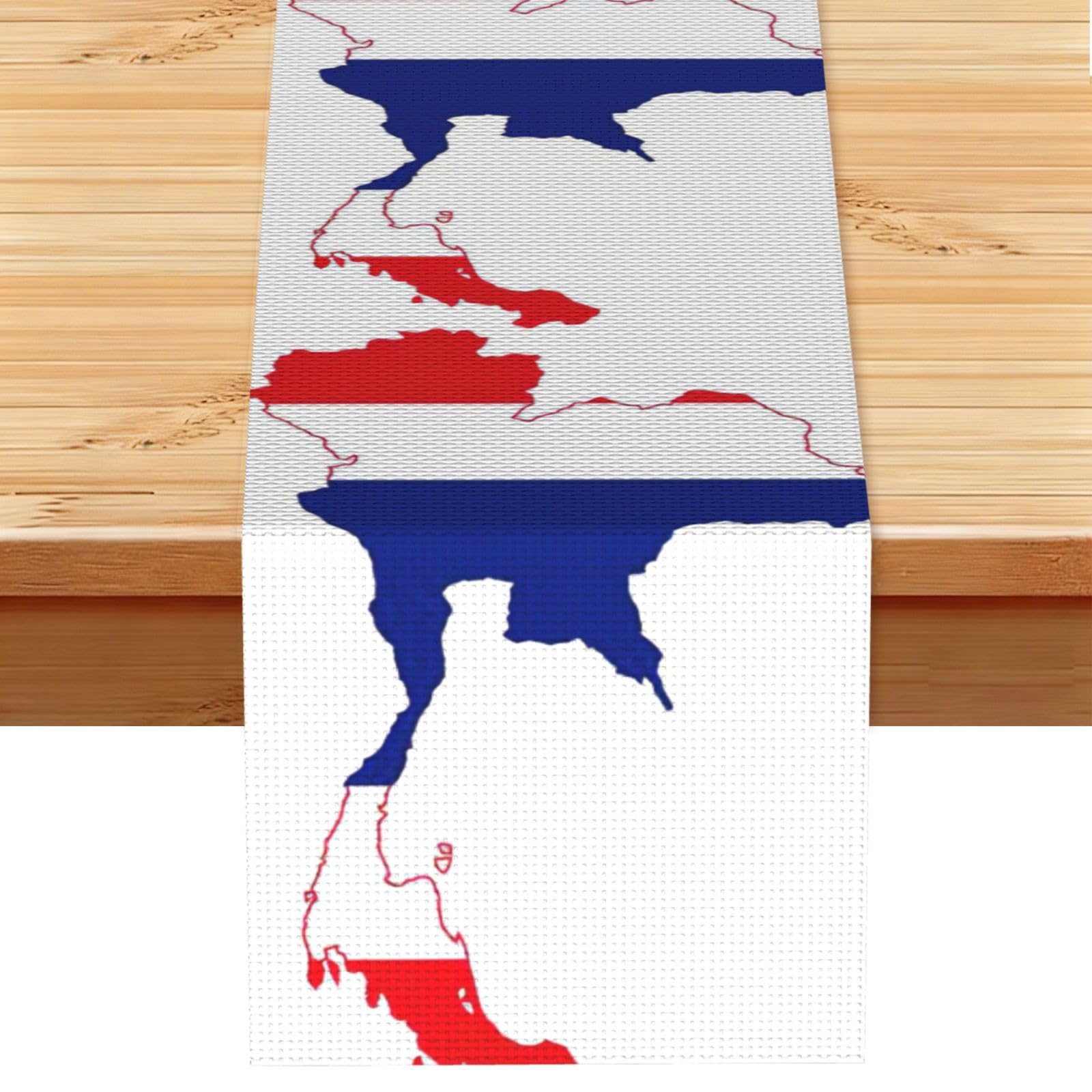Thailand Flag Map Printed Table Runner 13 x 72, Wrinkle Resistant Decor for Dining Table Coffee Table Fireplace