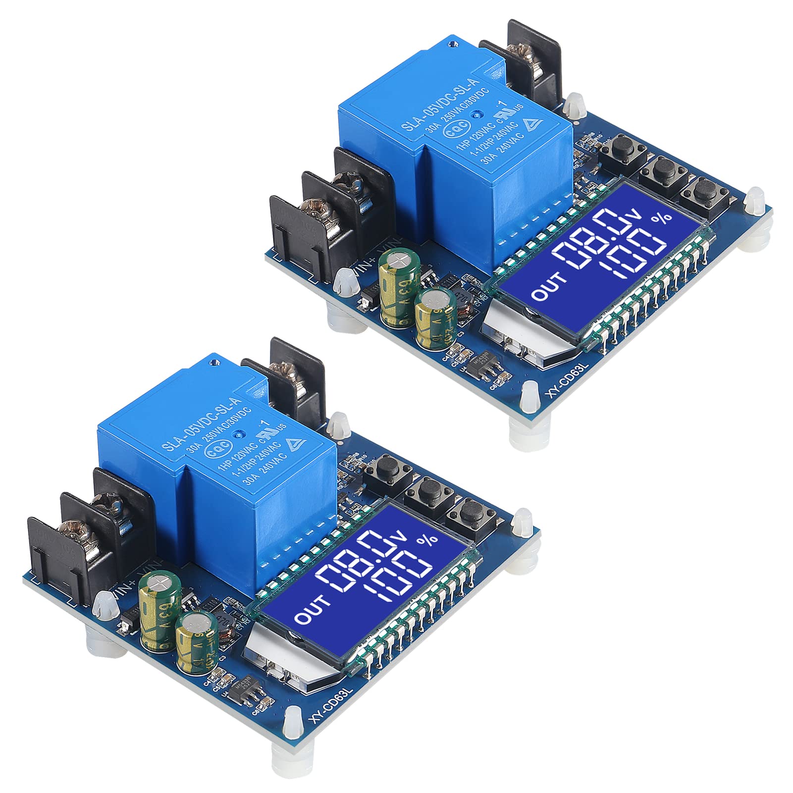 2個 DC 6V-60V 低電圧切断カットオフ LCDディスプレイ付き 30A 低電圧