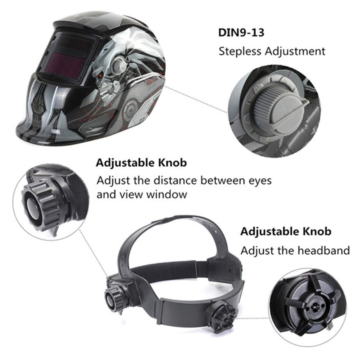 LESOLEIL Schweißhelm Automatik, SchweisshelmeAutomatischer Verdunkelung Schweißschirm mit 2 Ersatzlinse, Breiter Schatten DIN 9-13 für MIG MAG TIG