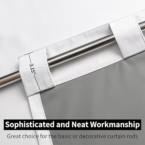 Miniatura 3 de Joydeco Cortinas 100% opacas para dormitorio, sala de estar, 96 pulgadas de largo, juego de 2 paneles de cortinas blancas burg, cortinas opacas para