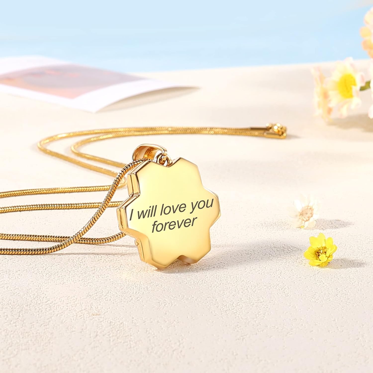 Fanery Sue Personalized Locket Necklace that Holds Pictures, Bee Sunflower Lockets Necklaces Customize Photo Picture Pendant Jewelry for Women Girls