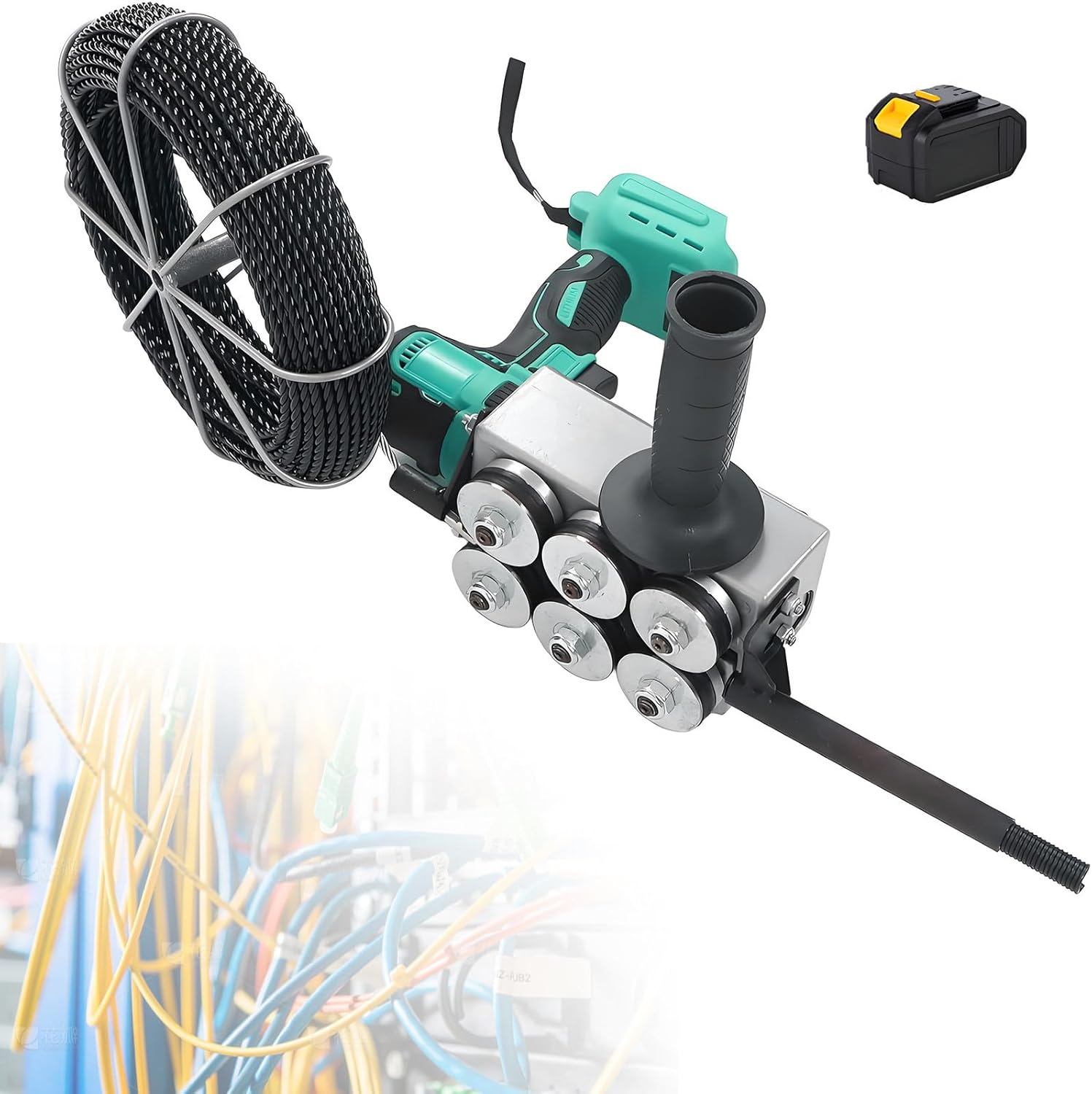 Automatic Fish Tape Tools,Wire Threading Electric Cable Lead Pipe Wearer Stringing Machine with Batteries,for Construction Hydropower Network Communication 2xbattery