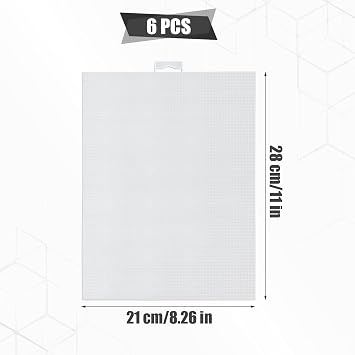 6pcs Plastic Mesh Canvas Sheets | 14 CT Clear for Embroidery Making, Cross Stitch Aida Screen for Crafts DIY Crochet Projects (11x8.2 inch)