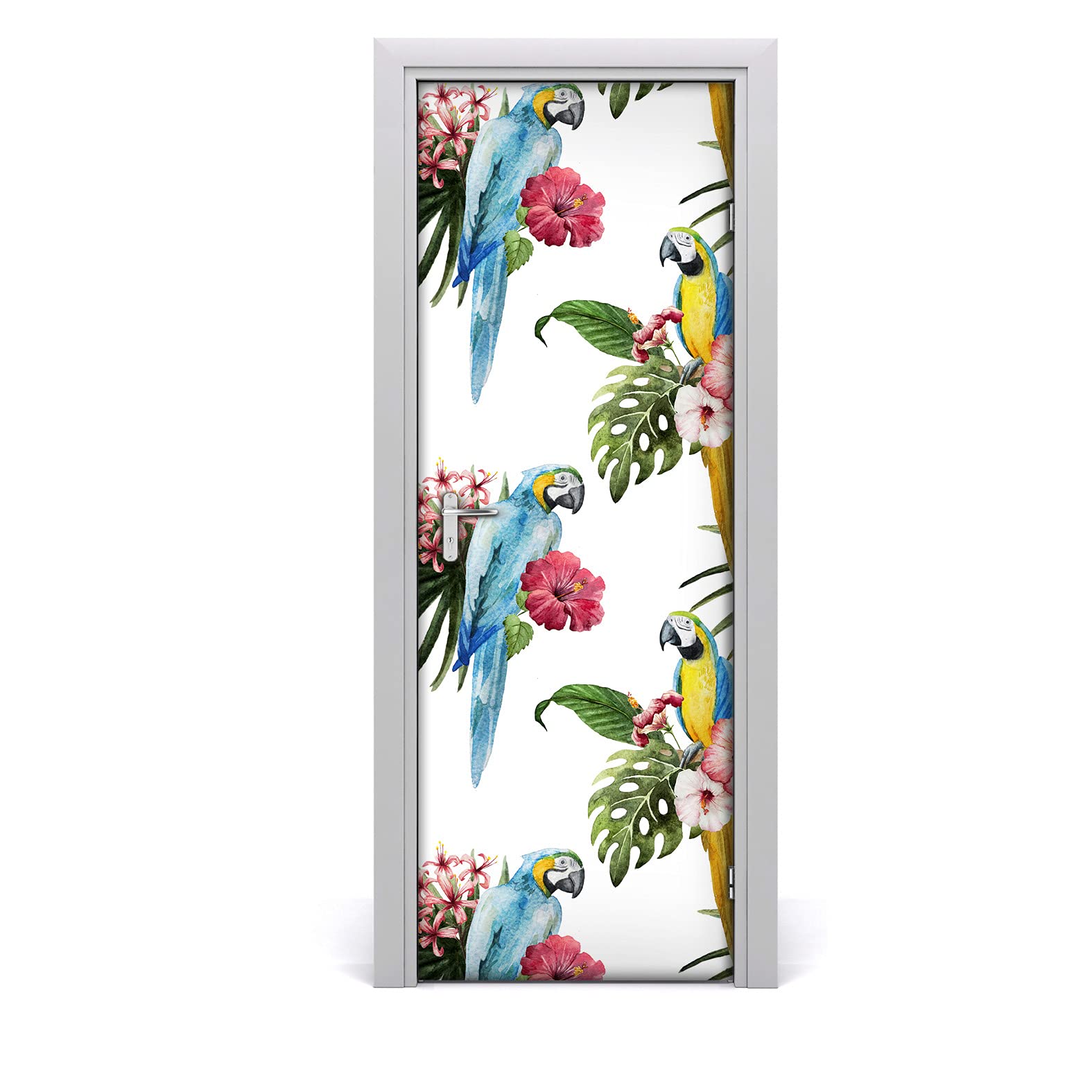 Autocollant de porte anti-trace et imperméable papier peint fleurs 70x200