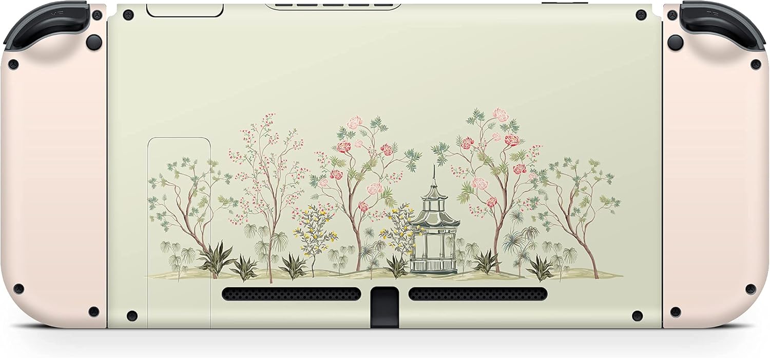 Tacky Design Japanese Cherry Blossom Compatible with Nintendo Switch Skin Wrap Cover, Beige Color for Nintendo Switch Stickers, Premium Vinyl 3M Full Wrap Decal (Switch (2017))