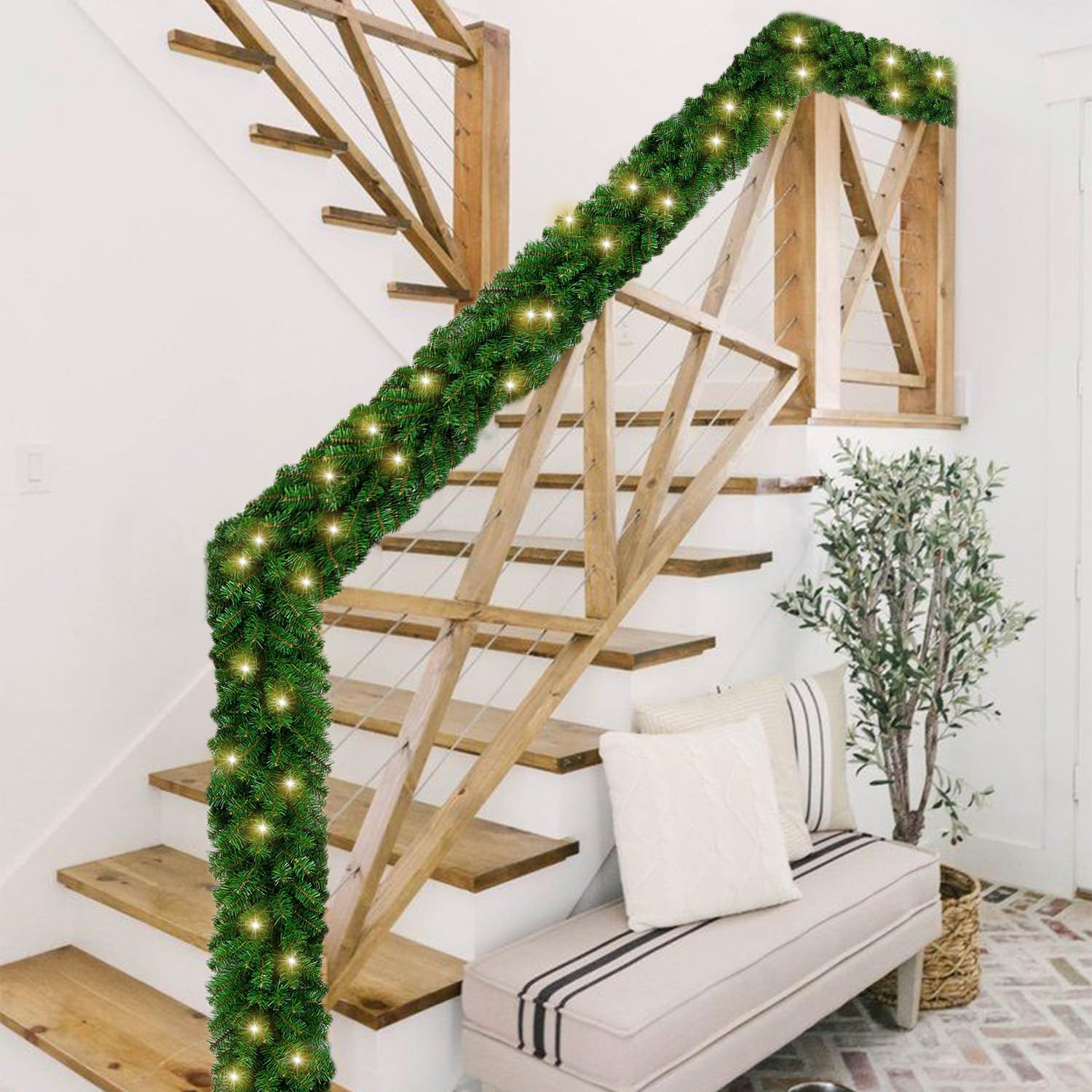 Guirlande De Noël LED Lierre - 2,7m Avec 50 Lumières, Pour Intérieur Ou Extérieur - 7