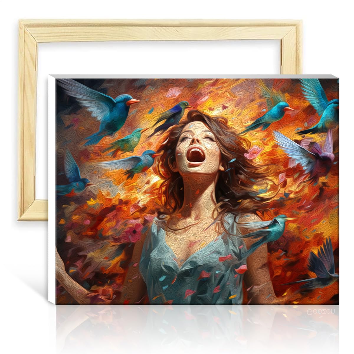 TANGFEIY Paint by Numbers Kits Girl with Bird Kids Adults Paint with Brushes and Acrylic Pigment Pictures for Home Wall Decor DIY Frame(40x50cm)
