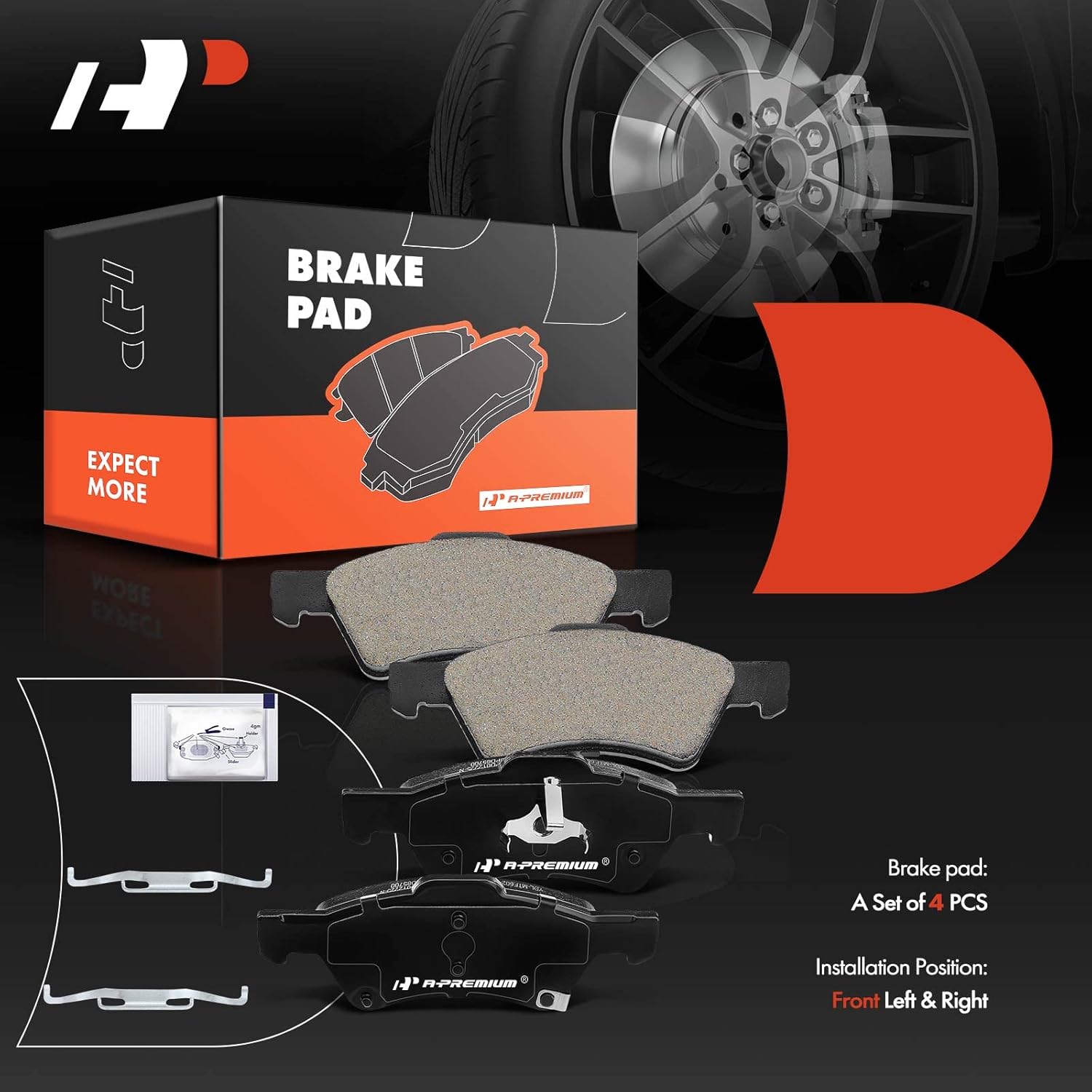 A-Premium Front Ceramic Brake Pads Set Compatible with Chrysler and Dodge Models - Town & Country/Caravan/Grand Caravan 2001-2007, Voyager 2003, with Hardware, 4-Pack