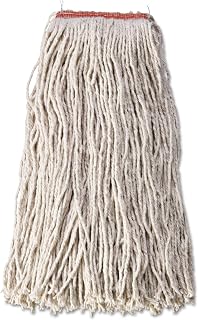 Rubbermaid Commercial FGF51800WH00 Premium 8-Ply Cut-End Blend Mop, 24-ounce, 1-inch Orange Headband, White, Heavy Duty Wet Mop for Floor Cleaning Office/School/Stadium/Bathroom