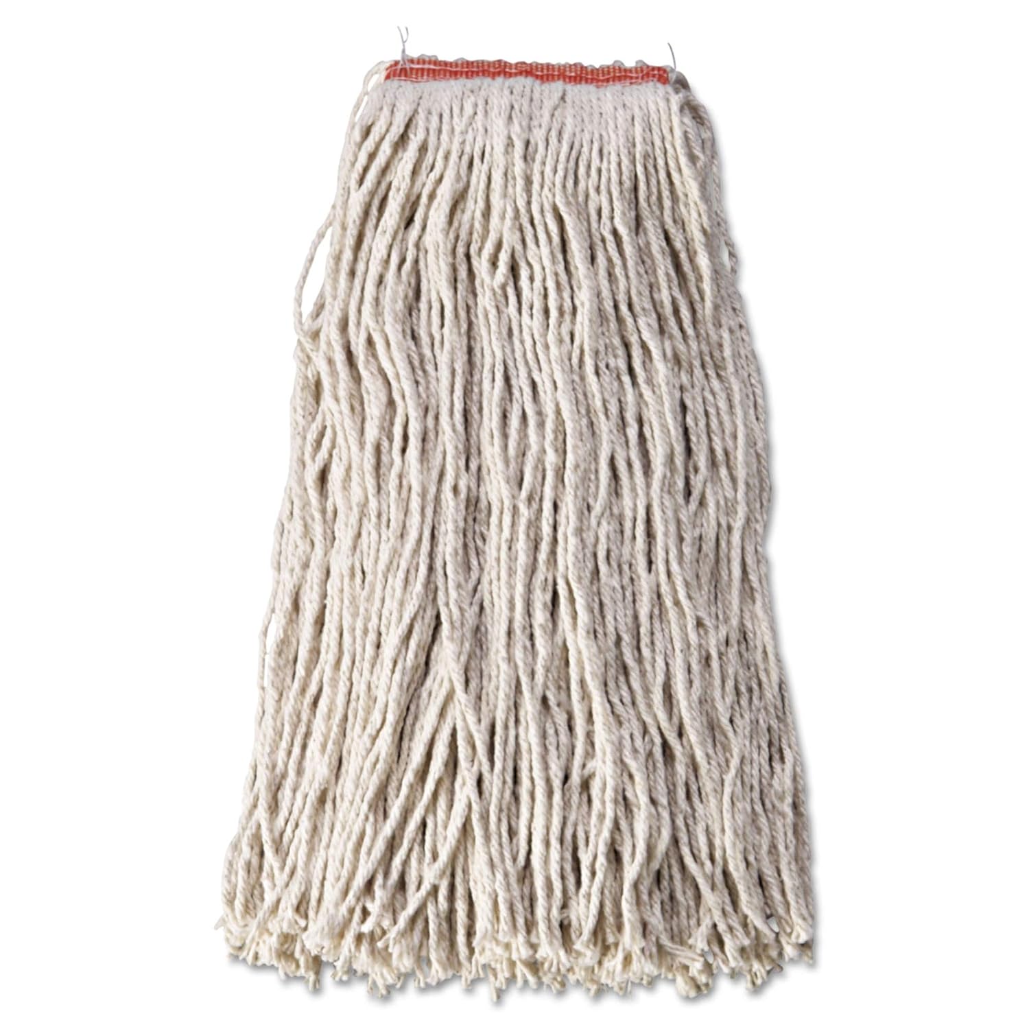 Rubbermaid Commercial FGF51800WH00 Premium 8-Ply Cut-End Blend Mop, 24-ounce, 1-inch Orange Headband, White, Heavy Duty Wet Mop for Floor Cleaning Office/School/Stadium/Bathroom