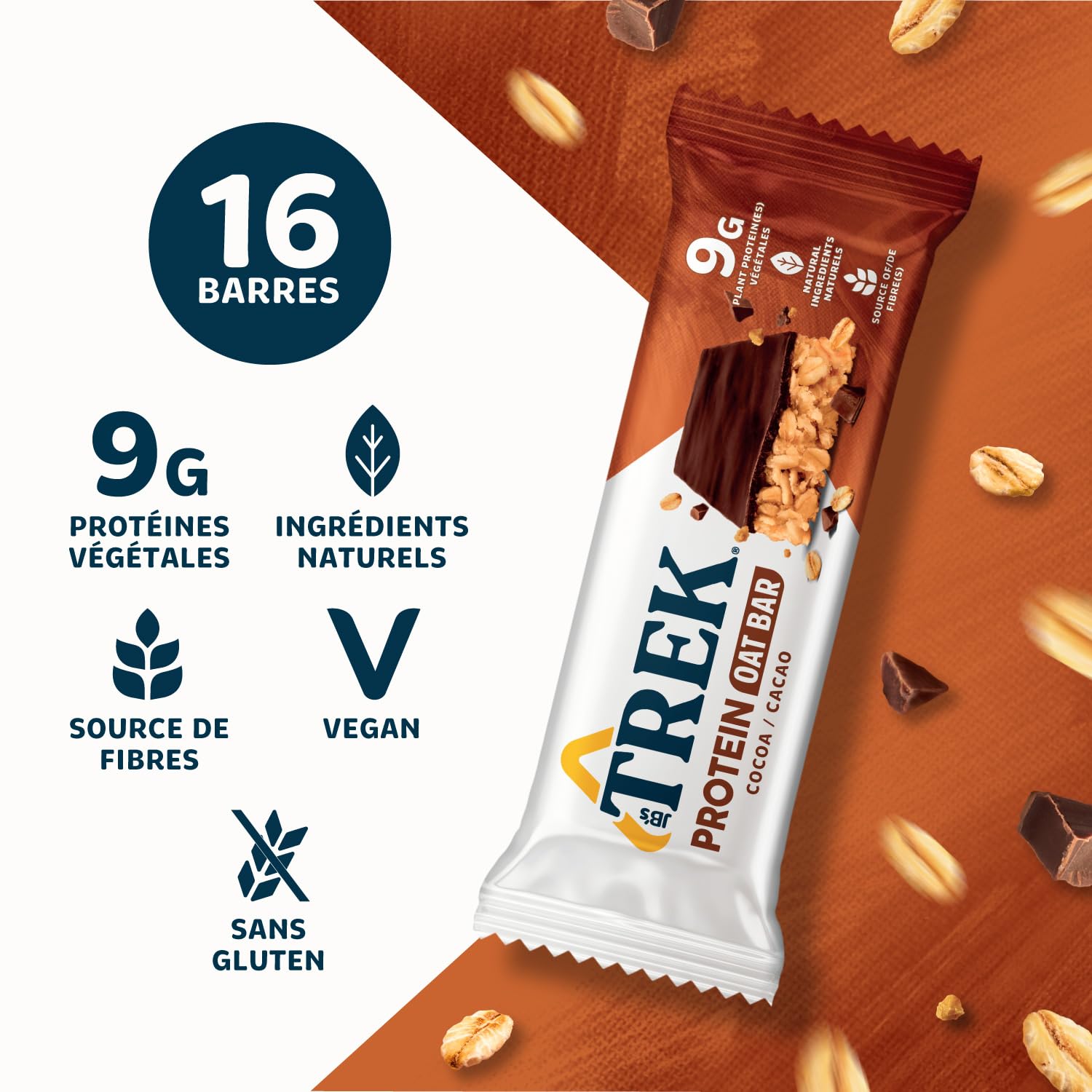 JB's TREK Barres d'Avoine Protéinées | Paquet Assortiment | Protéine Végétale | Sans Gluten | 16 x 50g Barres | 800g