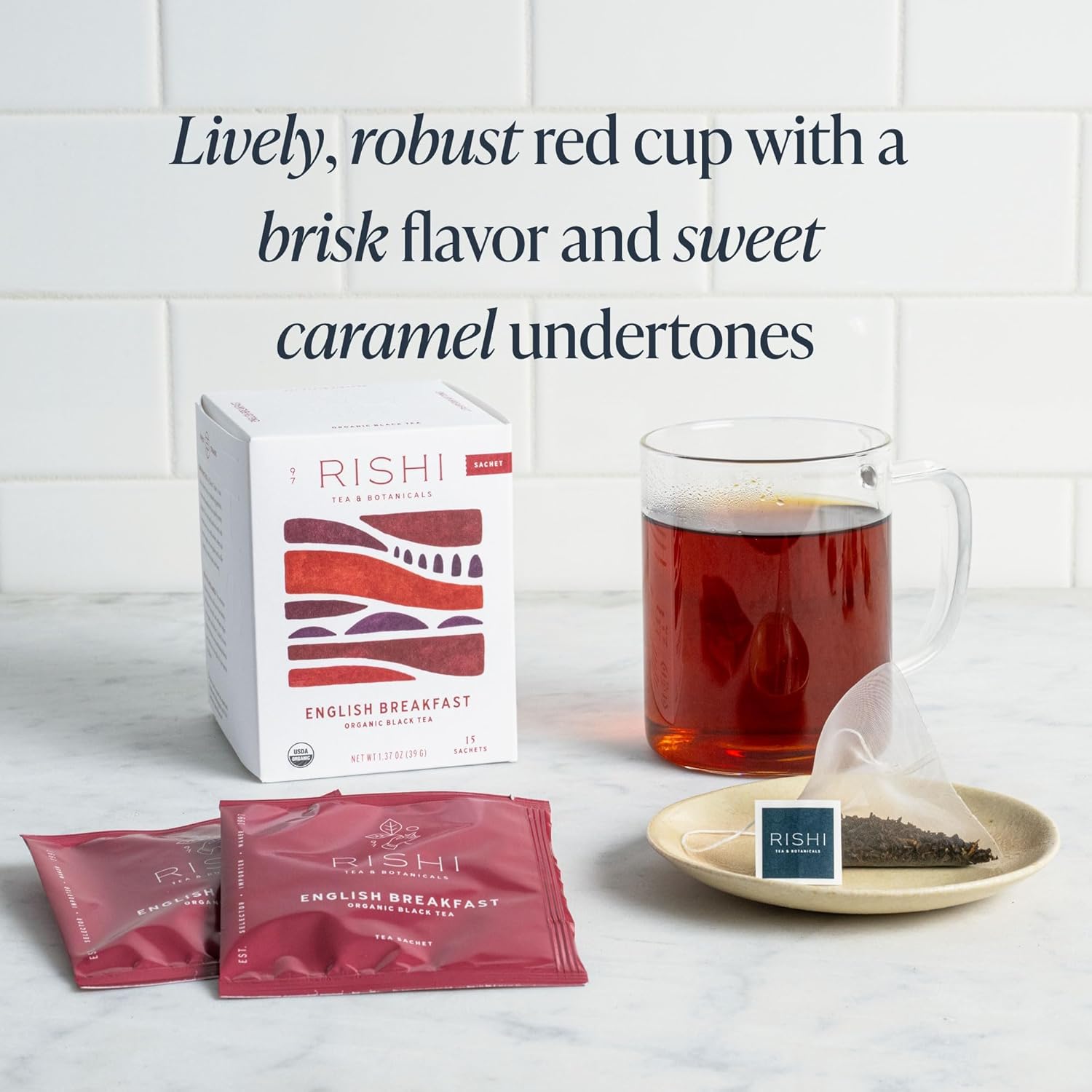 Rishi Tea Earl Grey, English Breakfast & Masala Chai Tea Bundle - Organic Sachet Tea Bags, Energizing Black Teas - 15 Count (Pack of 3)