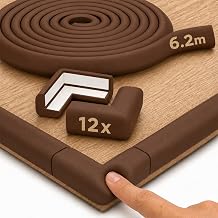 Hoffenbach Corner Guards for Children, 6.2 m + 12 Corners, Baby Cot Bumper and Furniture, Rubber Edge Guard, Chocolate Brown
