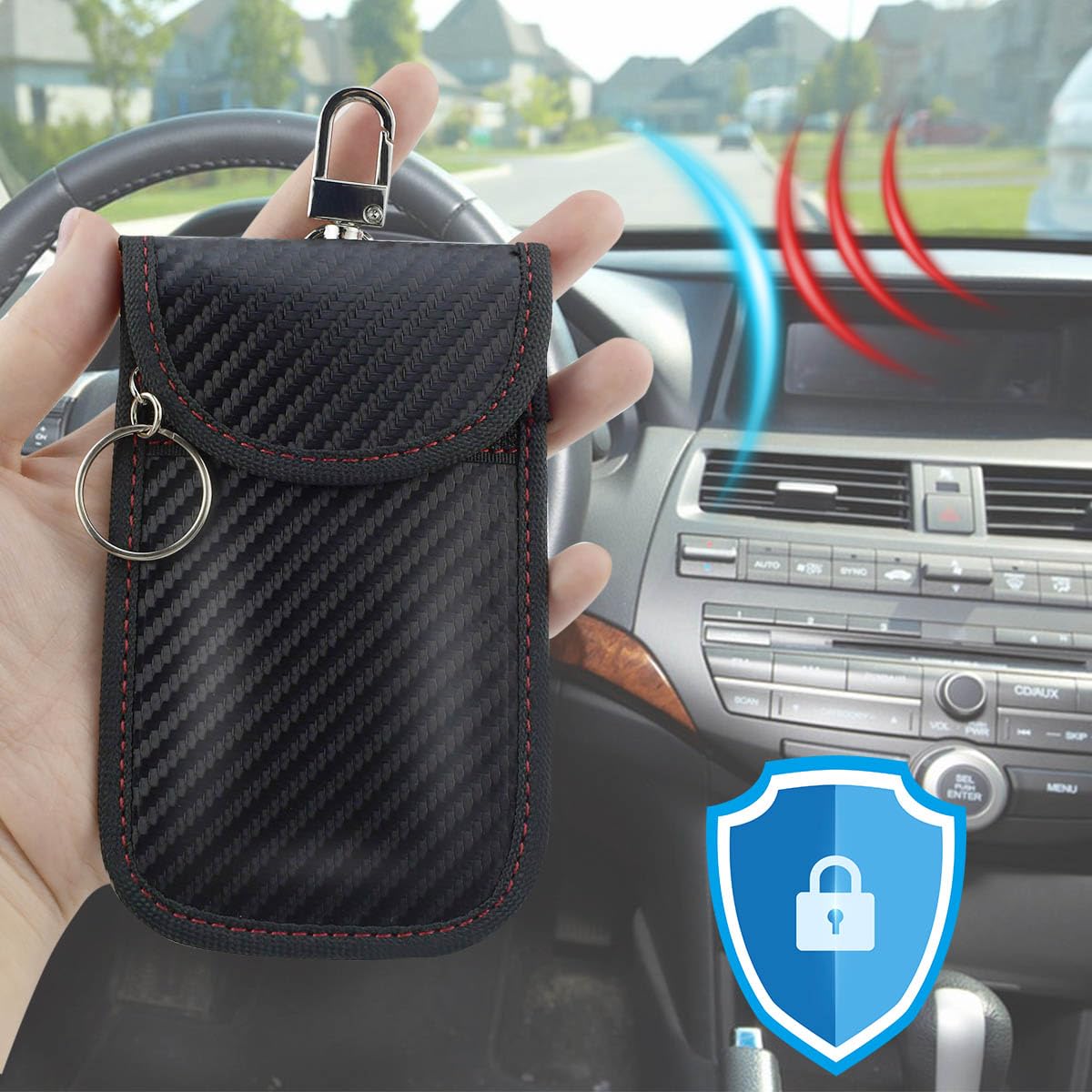 Faraday Autoschlüssel-Schutztasche, RFID-Signalblockierung, Karbonfaser, Diebstahlschutz, Anti-Hacking-Hülle, Blocker, RFID-Schlüsseltasche, Faraday-Käfigschutz, 2 Stück